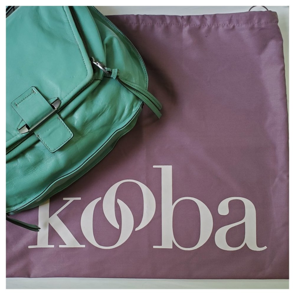 NWT Kooba Leroy Leather Cross Body Bag in Sea Glass blue teal - Picture 13 of 16